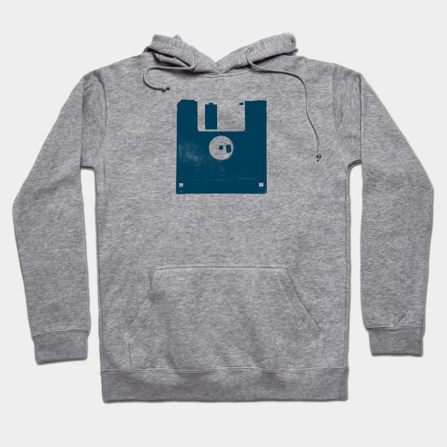 Blue Vintage Floppy Disk Hoodie by Spindriftdesigns